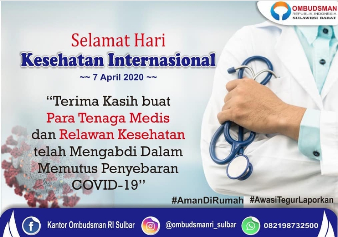 Hari Kesehatan Internasional,Ombudsman: Terima Kasih buat Tenaga Medis dan Relawan Kesehatan