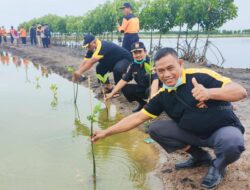Peduli Lingkungan, Senkom Mitra Polri Karawang Tanam Pohon Mangrove di Pesisir Pakisjaya